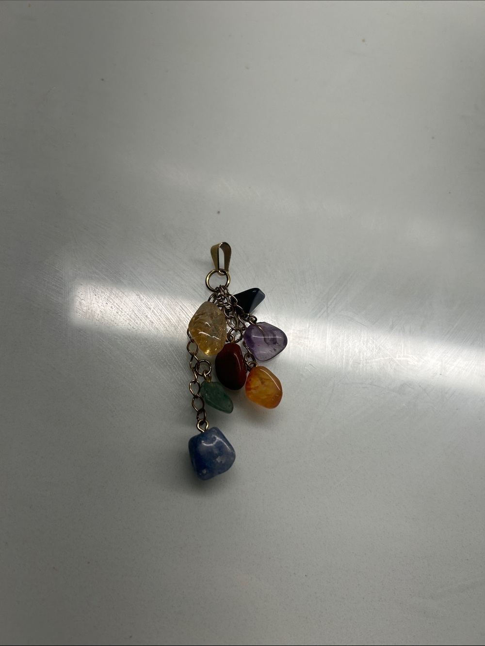 Multi-Stone Charm Pendant Necklace in Blue, Yellow, Purple, Green, Red